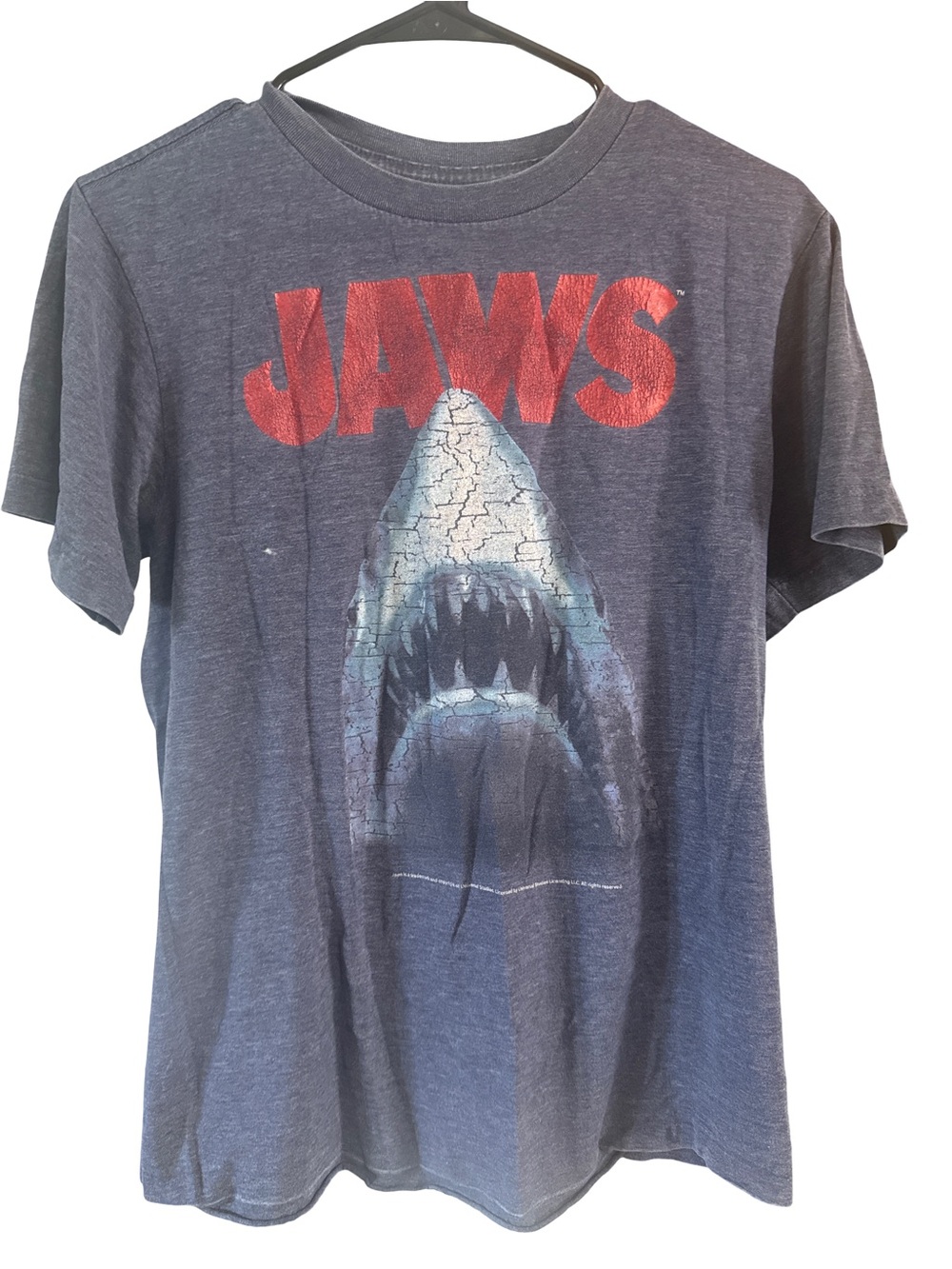 Old Navy Navy Graphic Tee with Red JAWS Logo